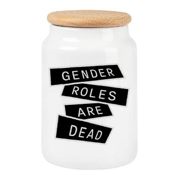 Gender Roles Are Dead Statement Freedom Saying - Cookie Jar with Wooden Lid - white - Front