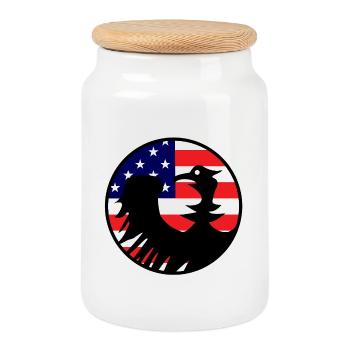 Adlerflagge USA Silhouette - Keksdose mit Holzdeckel - Weiß - Vorne