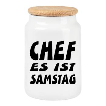Chef - Keksdose mit Holzdeckel - Weiß - Vorne