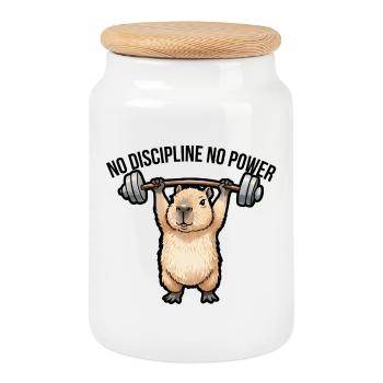 Capybara Gym Lustiges Workout Tierdesign - Keksdose mit Holzdeckel - Weiß - Vorne