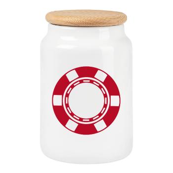Casino coin - Cookie Jar with Wooden Lid - white - Front