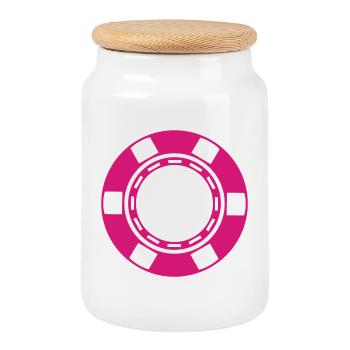 Casino coin - Cookie Jar with Wooden Lid - white - Front