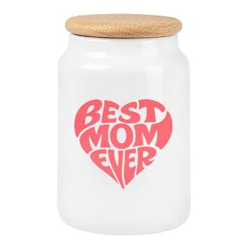 Best Mom Ever Muttertag - Keksdose mit Holzdeckel - Weiß - Vorne