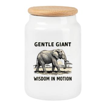 éléphant - Boîte à biscuits avec couvercle en bois - blanc - Devant