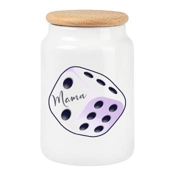 Maman de la Joueuse de Société de Dés - Boîte à biscuits avec couvercle en bois - blanc - Devant