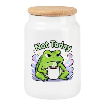 Not Today Grenouille Café - Boîte à biscuits avec couvercle en bois - blanc - Devant