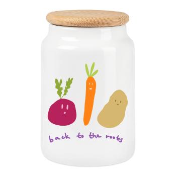 Back to the roots - Cookie Jar with Wooden Lid - white - Front