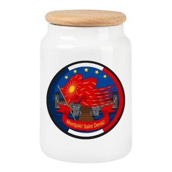Emblème Oriflamme Montjoie Saint-Denis - Boîte à biscuits avec couvercle en bois - blanc - Devant