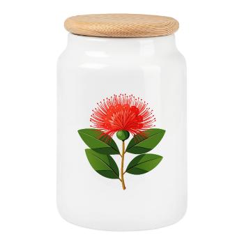 Pohutukawa-Blume - Keksdose mit Holzdeckel - Weiß - Vorne