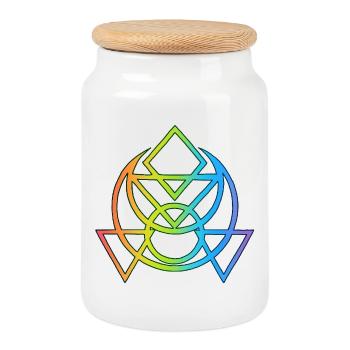 Multicolored Egyptian esoteric symbol - Cookie Jar with Wooden Lid - white - Front