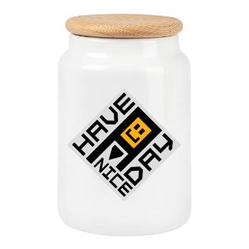 Have A Nice Day Funny Sarcastic Saying Cute - Cookie Jar with Wooden Lid - white - Front