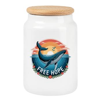 FREE HOPE :: Hope/ Timmy the Whale in the Baltic Sea - Cookie Jar with Wooden Lid - white - Front