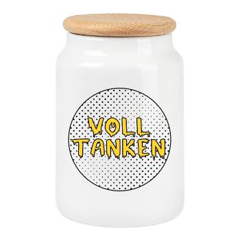 Volltanken - Keksdose mit Holzdeckel - Weiß - Vorne
