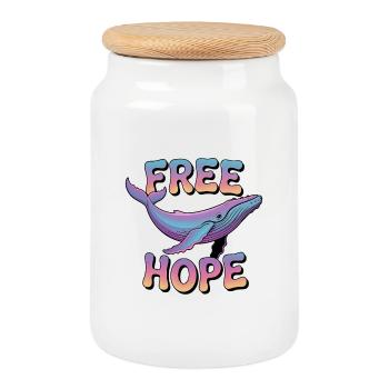 FREE HOPE :: Hope/ Timmy the Whale in the Baltic Sea - Cookie Jar with Wooden Lid - white - Front