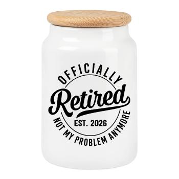 Retraite 2026 - Ce n’est plus mon problème - Boîte à biscuits avec couvercle en bois - blanc - Devant