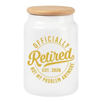 Offiziell Ruhestand Logo 2026 - Keksdose mit Holzdeckel - Weiß - Vorne
