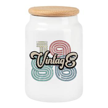 Millésime 1986 - Boîte à biscuits avec couvercle en bois - blanc - Devant