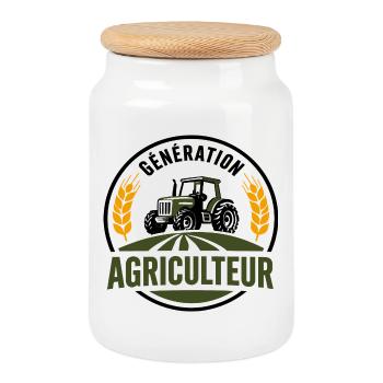 Génération agriculteur logo passion agriculture - Boîte à biscuits avec couvercle en bois - blanc - Devant