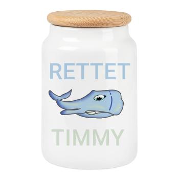 Save Timmy the whale bay poel - Cookie Jar with Wooden Lid - white - Front
