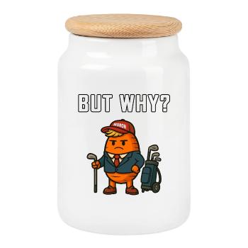 But Why Golf Mascot - Cookie Jar with Wooden Lid - white - Front