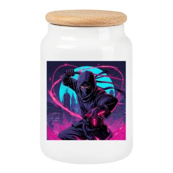 Ninja Neon: Urban Energy Storm - Cookie Jar with Wooden Lid - white - Front