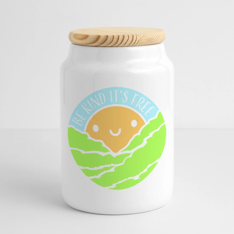 Be Kind It's Free Kindness Statement Saying Cookie Jar with Wooden Lid