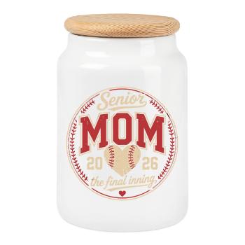 Senior Mom Design de remise des diplômes de baseball 2026 - Boîte à biscuits avec couvercle en bois - blanc - Devant