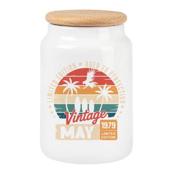 Special anniversary with this design May 1979 - Cookie Jar with Wooden Lid - white - Front