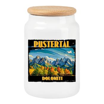 Val Pusteria Dolomites - Boîte à biscuits avec couvercle en bois - blanc - Devant