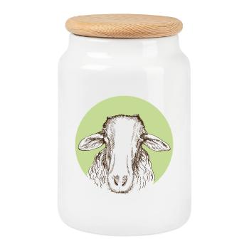 Sheep - Cookie Jar with Wooden Lid - white - Front
