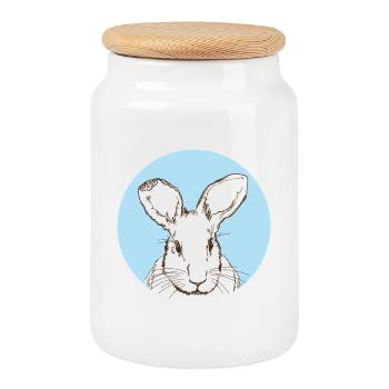 Rabbit - Cookie Jar with Wooden Lid - white - Front