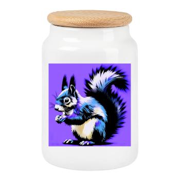 Eichhörnchen - Keksdose mit Holzdeckel - Weiß - Vorne