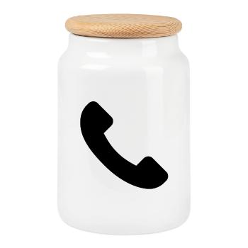 Telefon - Keksdose mit Holzdeckel - Weiß - Vorne