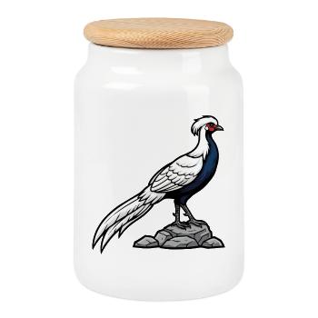Silver Pheasant Majestic Wild Chic - Cookie Jar with Wooden Lid - white - Front