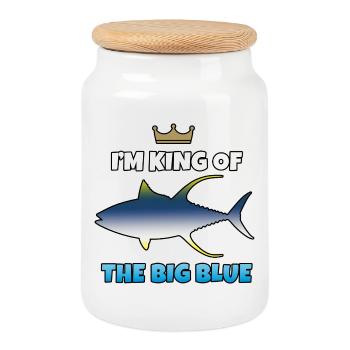 King of the Great Blue - Cookie Jar with Wooden Lid - white - Front