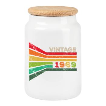 Millésime 1969 - Boîte à biscuits avec couvercle en bois - blanc - Devant
