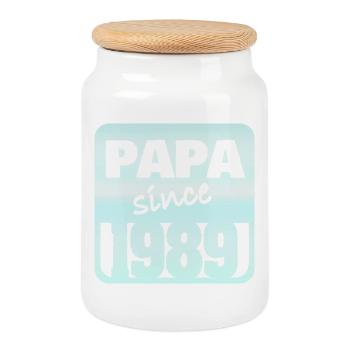 Dad since 1984 - Cookie Jar with Wooden Lid - white - Front