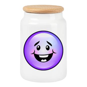 Cute Purple Bubble - Cookie Jar with Wooden Lid - white - Front