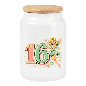 Retro Elf 16 – Vintage Advertising Print in Pastel - Cookie Jar with Wooden Lid - white - Front
