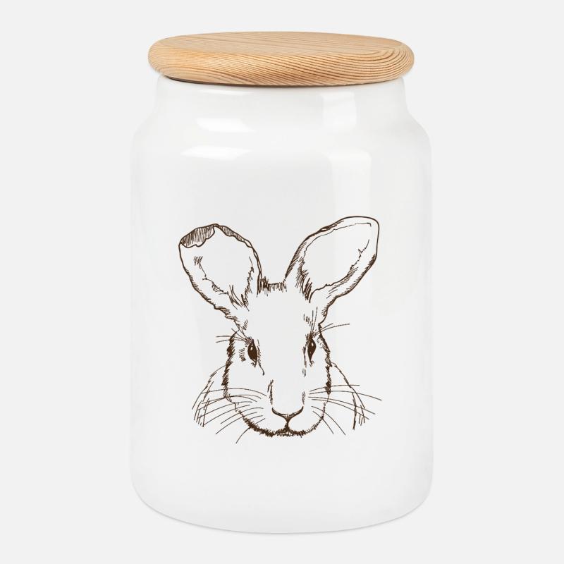 Rabbit - Cookie Jar with Wooden Lid - white