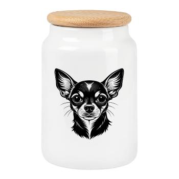 Chihuahua - Keksdose mit Holzdeckel - Weiß - Vorne