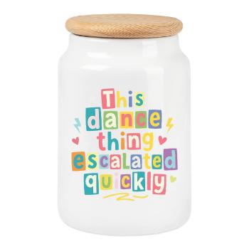 This dance quickly escalated - Cookie Jar with Wooden Lid - white - Front