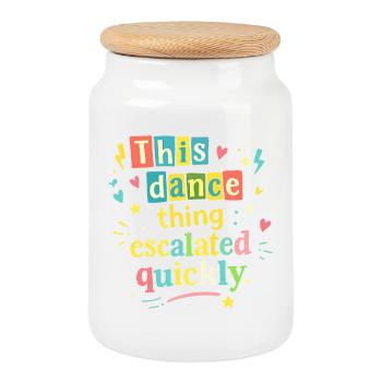 This dance quickly escalated - Cookie Jar with Wooden Lid - white - Front