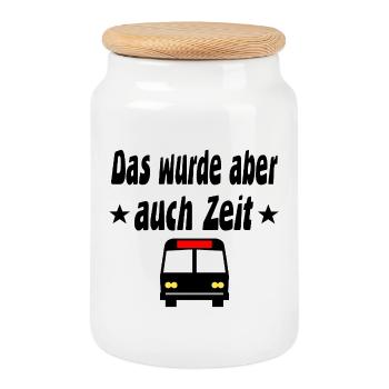Bus - Keksdose mit Holzdeckel - Weiß - Vorne