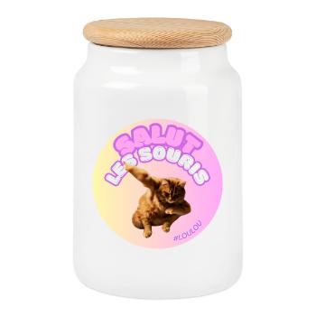 Hi mice#loulou - Cookie Jar with Wooden Lid - white - Front