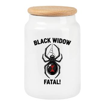 Veuve Noire Araignée Danger Black Widow Noir - Keksdose mit Holzdeckel - Weiß - Vorne