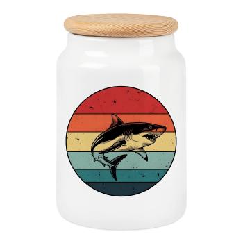  cadeau mégalodon Requin Vintage - Boîte à biscuits avec couvercle en bois - blanc - Devant