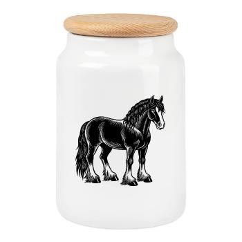 Clydesdale Horse - Boîte à biscuits avec couvercle en bois - blanc - Devant