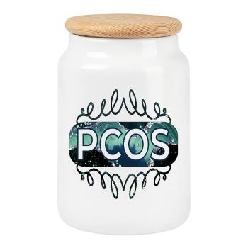 Hormones PCOS - Cookie Jar with Wooden Lid - white - Front