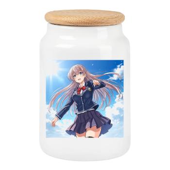 Héroïne en uniforme de l’école Tempête Solaire - Boîte à biscuits avec couvercle en bois - blanc - Devant